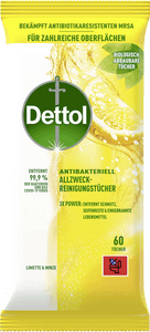 Dettol Antibakteriell Allzweck-Reinigungstücher Limette & Minze